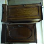 An Edwardian satin mahogany inlaid pot cupboard, enclosed by a full height panelled door,