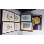 Framed pictures: to include a reproduced set of four Victorian portraits,