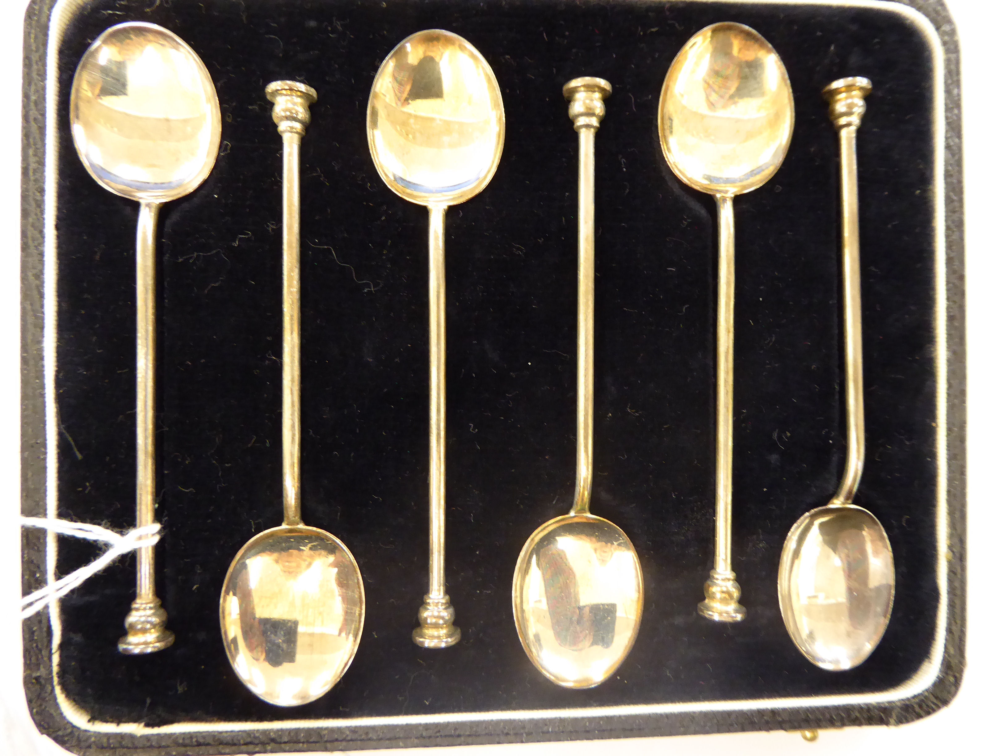 A set of six silver seal terminal coffee spoons Birmingham 1936 cased 11