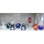 Decorative glassware: to include two Art Deco inspired dressing table bottles,