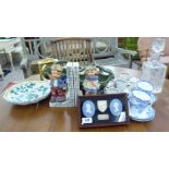 Collectables: to include a pale blue jasper and white metal display,