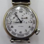 A Cyma pocket watch style stainless steel wristwatch,