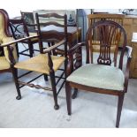 Small furniture: to include a George III Sheraton design mahogany framed dining chair,