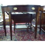 A Thomasville 19thC style, mahogany bow front console table with a crossbanded, satinwood border,