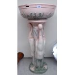A modern Blakeney pale pink and green glazed Art Nouveau inspired china two-part jardiniere,