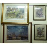 Framed pictures: to include Sturgeon - a garden scene with figures talking in a courtyard Limited