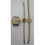 Two similar ladies 9ct gold cased wristwatches,