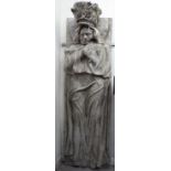A painted composition and plaster replica of a carved stone Saxon/Medieval tomb cover,