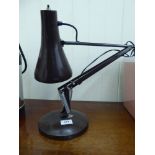 A modern brown painted metal anglepoise style desk lamp LSB