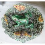 An early 20thC Palissy ware dish, featuring a small frog,