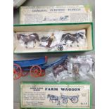 Britains diecast models, viz. a farm wagon no.5F; and a General Purpose Plough no.