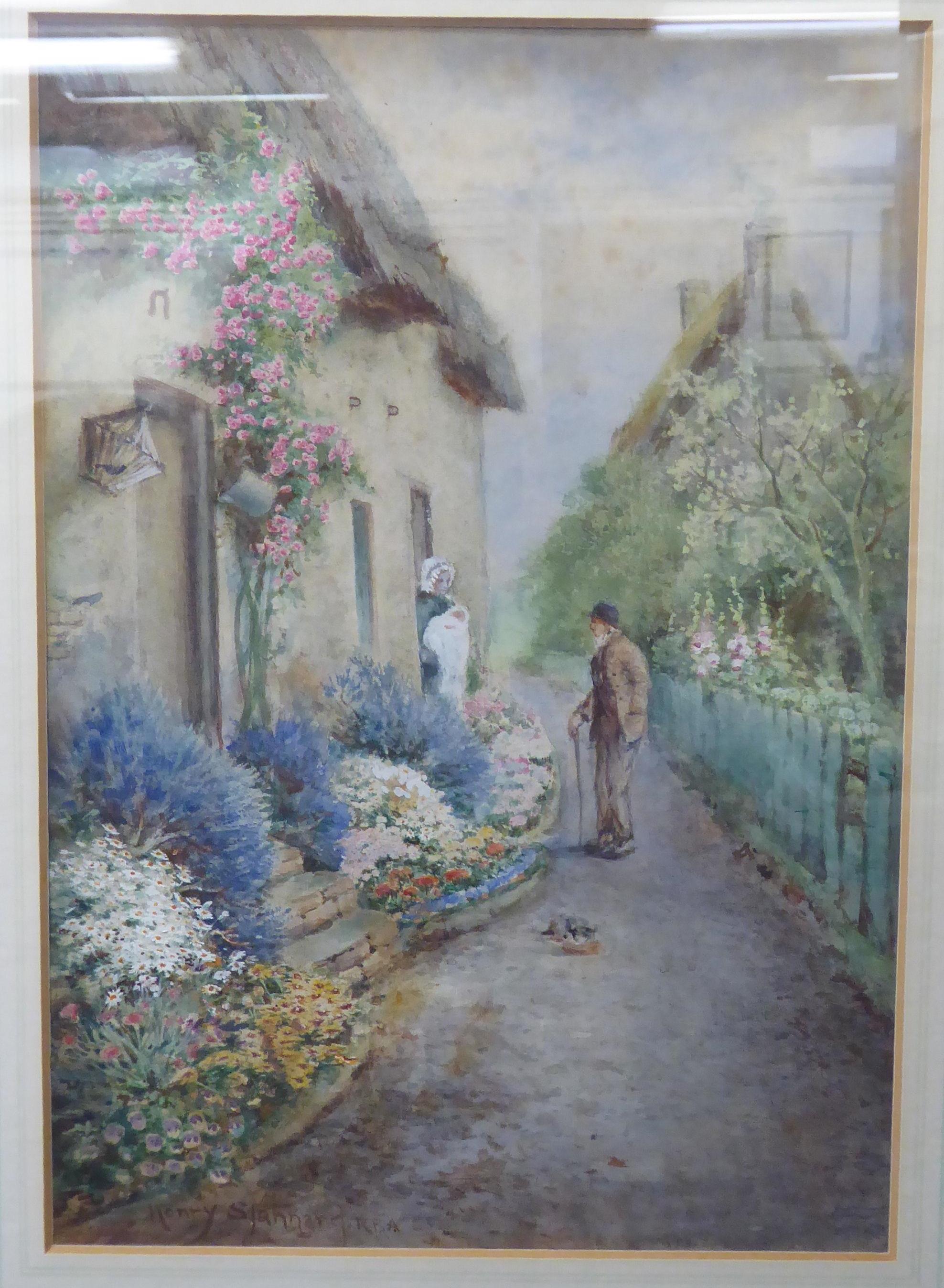 Henry Stannard - a village scene watercolour bears a signature 9. - Image 2 of 3