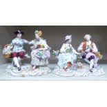 Two similar early 20thC Sitzendorf porcelain groups, each a seated courting couple 5.