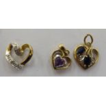 Three 9ct gold gem set,