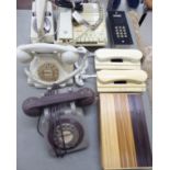 Six 1970s and later telephones: to include a cream coloured plastic combination telephone answering