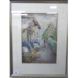 Henry Stannard - a village scene watercolour bears a signature 9.