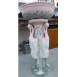 A modern Blakeney pale pink and green glazed Art Nouveau inspired china two-part jardiniere,