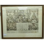 A 1930s reproduction of an early 18thC engraving 'Atlas Historique de guevedevilla' 14'' x 18''