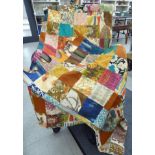 Three matching 'vintage' lined patchwork fabric panels,