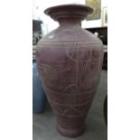 A modern dusky pink pottery terrace vase of shouldered baluster form,