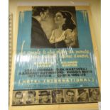 A printed French language film poster advertising 'Hotel International' starring Elizabeth Taylor