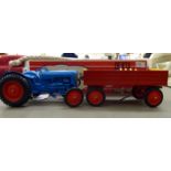 A Crescent Toys diecast model Dexta tractor and trailer no.