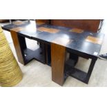 A pair of modern black ash finished and hardwood veneered coffee tables,
