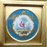A 19thC Sevres turquoise glazed and decoratively gilded porcelain plaque,