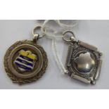 Two silver pendant fobs mixed marks 11