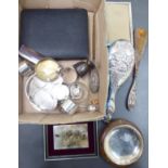 Silver and white metal collectables: to include napkin rings; dressing table items;