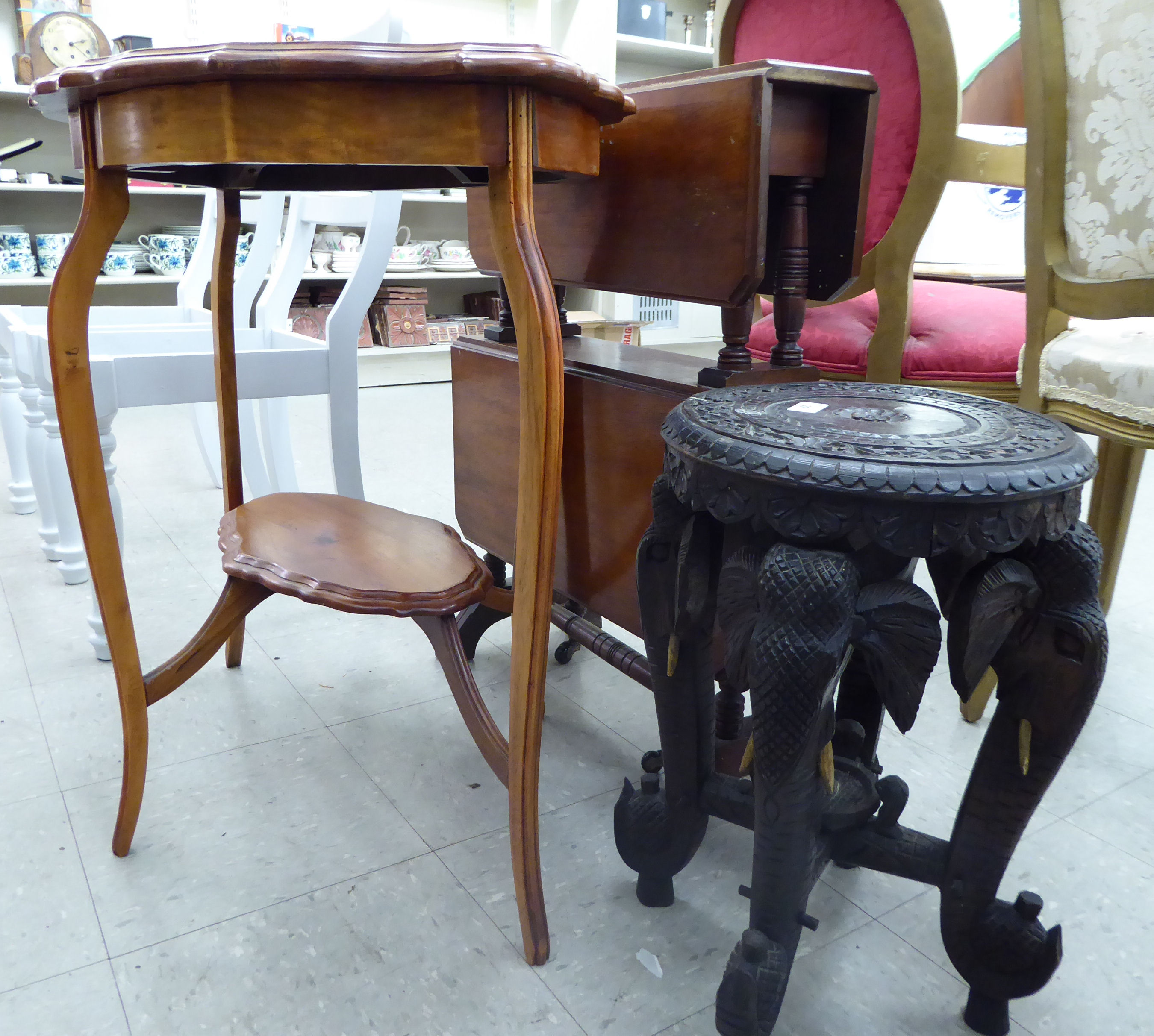 Small furniture: to include a 1960s Anglo Indian carved hardwood plant stand,