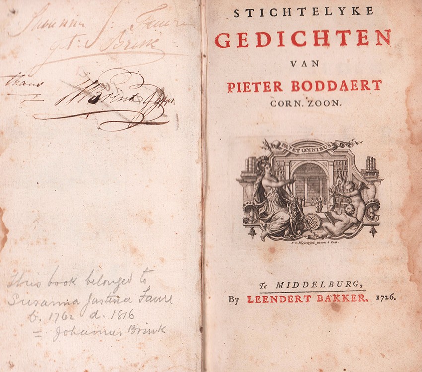 Boddaert (Pieter Corn.zoon) STICHTELYKE GEDICHTEN First edition: 3 parts in one volume: xxviii, 245; - Image 2 of 4