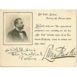 General Louis Botha FINE CARD SIGNED BY LOUIS BOTHAPrinted card measuring 15 x 11cms. from Louis