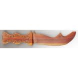 Prisoner-of-War Handicraft (Bermuda) CARVED PAPER KNIFECarved wood paper knife: BERMUDA P.O.W.