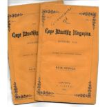 Various - Editor Professor Noble CAPE MONTHLY MAGAZINE - TWO ISSUES 1870 Two consecutive issues,