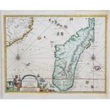 Pieter Van Der Aa ILE DE S. LAURENS OU MADAGASCARMap of Madagascar and Reunion of 1719 by Pieter Van