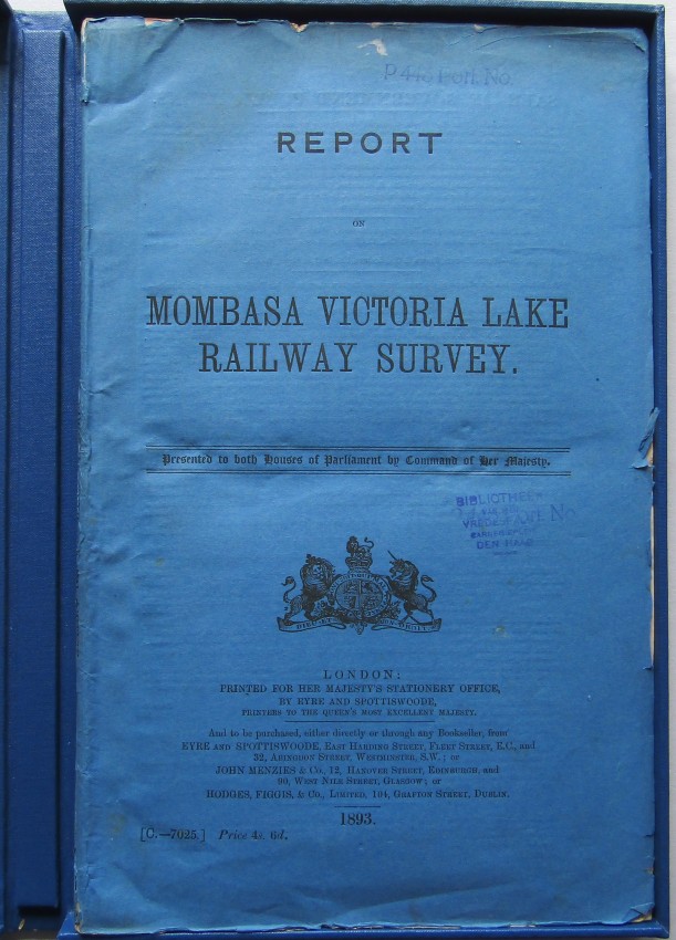 HER MAJESTY'S GOVERNMENT REPORT ON MOMBASA VICTORIA LAKE RAILWAY SURVEY1 Report. Preserved in - Image 2 of 4