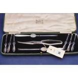 A silver plated lobster pick set, in fitted Harrods case, comprising: lobster shell pliers,