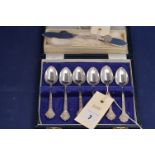 A set of six Elizabeth II Lindisfarne pattern silver teaspoons,