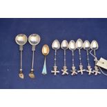 A set of six foreign silver (probably Dutch) teaspoons with 'Windmill' pattern handles,