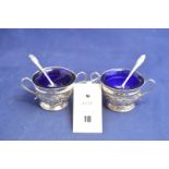 A pair of Victorian silver table salts by Atkin Bros.