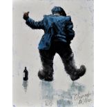 Alexander Millar (1960- ) ''Nae Borra'' - gadgie with a bottle of beer,