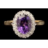 An amethyst and diamond cluster ring,