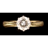 A single stone solitaire diamond ring, the brilliant cut diamond measuring, 6.73 x 6.77 x 4.