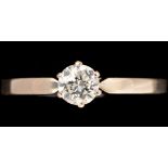 A single stone solitaire diamond ring, the brilliant cut diamond weighing approximately 0.35 carat.