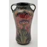 Moorcroft 'Revived Cornflower' two-handled vase, elongated pear shape in mauve,