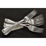 A set of six Victorian silver table forks, by John Round & Son Ltd.