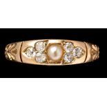 A Victorian pearl and diamond ring,