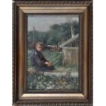 John William Gilroy (1868-1944) A boy seated among the allotments near Benwell Cricket Club,