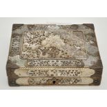 Chinese mother-of-pearl gilded silver metal mounted gaming box,